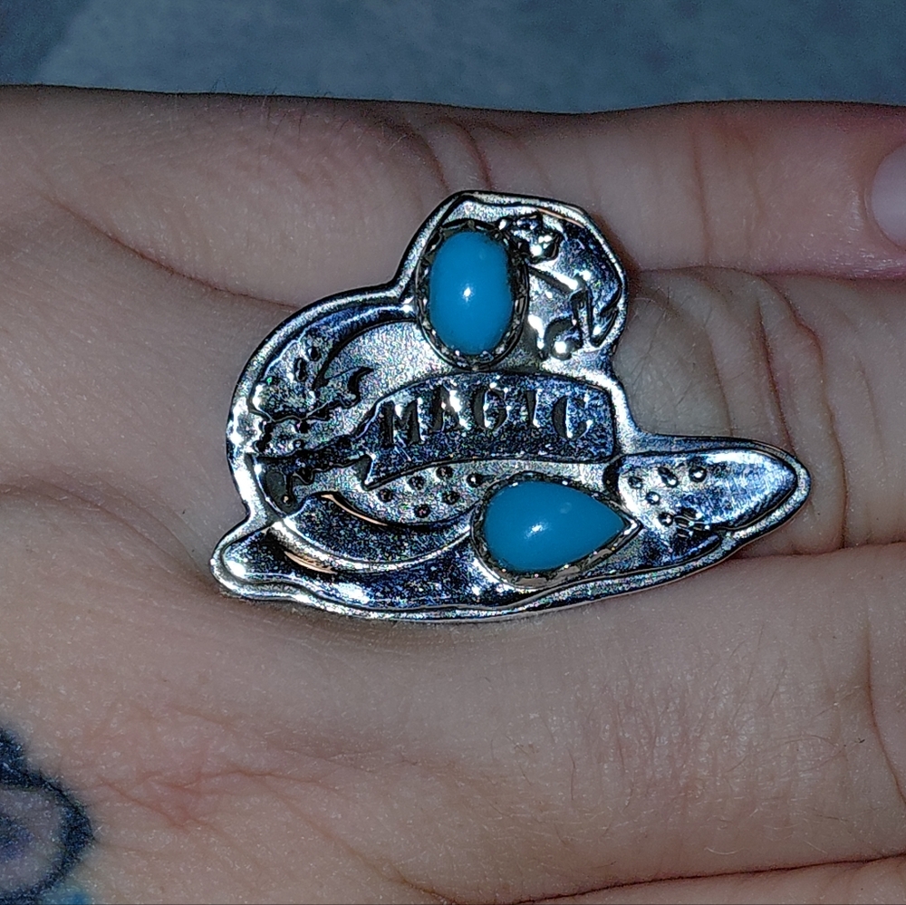 Magic Wizard Witch Hat Turquoise Sterling Silver Ring - Picture 7 of 9